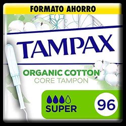 Tampax Lot de 96 tampons 100% coton bio avec applicateur - Format d'économie