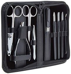 Clauss Manicure Case Real Leather, Black - 10-Part