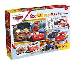 Lisciani, Puzzle para niños, 2 puzles de 12 piezas, 2 en 1 Doble Cara con reverso para colorear - Disney Cars - 91713