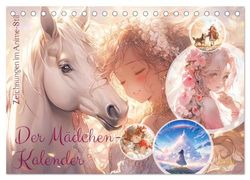 Der Mädchen-Kalender (Tischkalender 2024 DIN A5 quer), CALVENDO Monatskalender: Liebenswerte Anime-Zeichnungen für und mit Mädchen - KI generiert