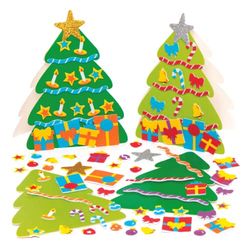 Baker Ross AX594 Kits De Tarjetas Combinables Árboles De Navidad - Paquete De 6, Personalizas Tus Propias Tarjetas Festivas, Manualidades Para Niños