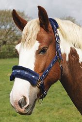 Rhinegold 0 Logo Headcollar fleece trim-pony-blå halv, blå
