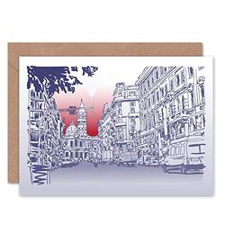 Wee Blue Coo Italian Cityscape Illustration Greeting Card With Envelope Inside Premium Quality