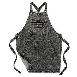 Jeanerlor - Tablier de travail d'artiste en coton denim avec poches, bretelles croisées et réglable, noir, taille M