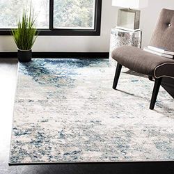 Safavieh Tapis Abstrait pour Salon, Salle à Manger, Chambre à Coucher - Collection Jasper - Poils Courts - Gris et Bleu - 122 x 183 cm