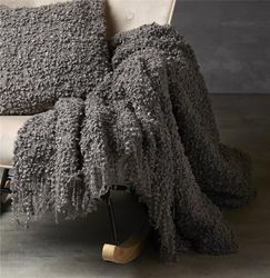 Moderne manta, combi, Rejilla Y wol, Gris, 130 x 170 cm, 130 x 1 x 170 cm