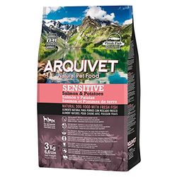 Arquivet 1013 Cibo Naturale per Cani con Pesce Fresco Sensitive Salmone e Patate, Non Si Applica, 3 kg (Paquete de 1), 3000 unità