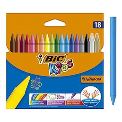 BIC Kids Plastidecor - Blister de 18 unidades, ceras para colorir, cores sortidas