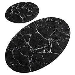 Set de alfombras de baño (2 piezas) negra y blanca