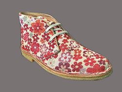 Polacchina artigianale, fiore rosso, gobelin di cotone, para, casual