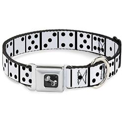 Buckle-Down Dominos - Collare per Cani, Taglia S/9-15, Colore: Nero/Bianco/Nero