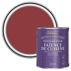 Rust-Oleum Peinture Rouge Résistante à l'eau pour Faïence de Cuisine, Finition Satinée - Bordeaux 750ml