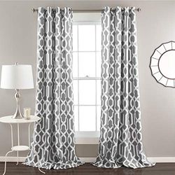 Lush Decor Edward Trellis Conjunto de cortinas para escurecer o quarto, cor cinzenta, para sala de estar, sala de jantar, quarto (par), poliéster, 52" x 84" L (embalagem de 1)