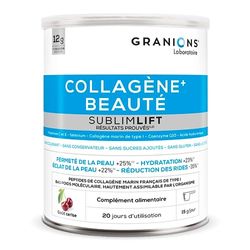 Collagene + Beauté Sublimlift GRANIONS | Collagène Marin de Type 1 | 12g de Collagène Breveté par Portion | Acide Hyaluronique + Vitamine C, E + Coenzyme Q10 | Collagene Poudre 300g