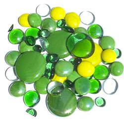 mesbilles - 250 GR Mélange Vert Billes Plates - Galet en Verre 30 mm 20 mm 10 mm Cailloux en Verre décoratifs