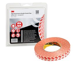 3M 9088-200 Nastro Biadesivo Ad Ottime Prestazioni, per Applicazioni Che Richiedono Ottima Adesione E Alta Trasparenza - 19Mm X 50M, Trasparente (1 Pezzo)