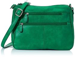 Envy Women's Cathy Plain Green Shoulder Bag, Medium