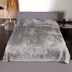 Kanguru Fluffi - Manta de Microfibra para Cama de Matrimonio, Efecto Pelo, Color Gris, 230 x 230 cm (1299)
