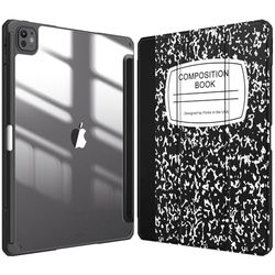 Fintie Hybride slanke hoes voor iPad Pro 13 inch (M4) 2024, [Ingebouwde potloodhouder] Schokbestendige hoes met doorzichtige transparante achterkant, automatisch waken/slapen, compositieboek