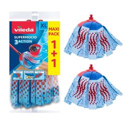 Vileda 150732 Super Mocio 3 Action, Ricambio per Il Classico Mocio, Tripla Azione Pulente, 2 Pezzi