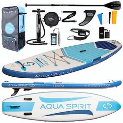 AQUA SPIRIT Opblaasbaar Stand up Peddelbord SUP Tempo 320x81x15cm Complete Verpakking Volwassenen Beginners/Experts Paddle Board Max 120KG met Aluminium Peddel, 2 Jaar Garantie
