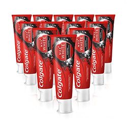 Colgate Pasta do zębów Max White Charcoal 12 x 75 ml - pasta do zębów z węglem aktywnym, usuwa do 100% przebarwień powierzchni