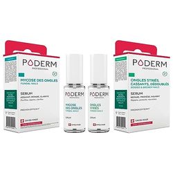 PODERM - LOT 2 PRODUITS | 2 Best Sellers | MYCOSE ONGLE TRAITEMENT + ONGLES CASSANTS, STRIÉS ET FRAGILISÉS - Plantes exceptionnelles BIO | Soin professionnel pied/main |Facile & rapide |Swiss Made