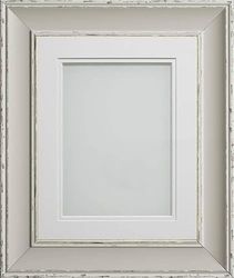 Frame Company Brooke Moonstone Grey Photo Frame, Double White Mount, A4 for 10x6 inch, fitted with perspex