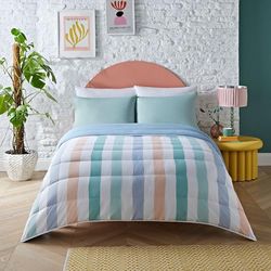 Night Lark Coverless Duvet King Size 6 Tog Spring Summer - Painted Stripes. Supersoft, Cosy & Lightweight Quilt. Machine Washable & Quick Drying, All in One Reversible Comforter Pillowcase Set