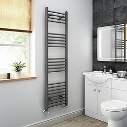 iBathUK | 1600 x 450 Anthracite Straight Heated Towel Rail Bathroom Radiator