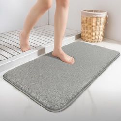 VOUNOT® Tappeto Bagno Antiscivolo 60x90 cm, Tappetino Super Assorbente in Microfibra Extra Spesso, Lavabile in Lavatrice, Soffice e Morbido, Grigio