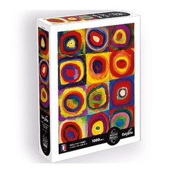 Calypto 3907011 Farbstudie Quadrate und Ringe, 1000 Teile Puzzle mit Soft-Touch, Kunstpuzzle mit samtiger Oberfläche, für Erwachsene und Kinder ab 9 Jahren, Wassily Kandinsky