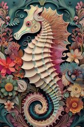 Floral Seahorse Journal: 6x9 Lined Notebook with Vintage Ocean Design – 100 Pages for Writing, Notes, and Reflections