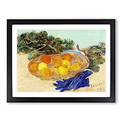 Oranges And Lemons By Vincent Van Gogh Classic Painting Framed Wall Art Print, Ready to Hang Picture for Living Room Bedroom Home Office Décor, Black A4 (34 x 25 cm)