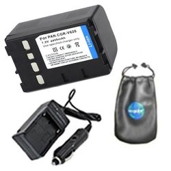 Batteria di ricambio digitale PLUS caricabatteria da viaggio per Panasonic CGR: V26S, V620 - Include custodia per accessori per lenti