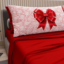 PETTI Artigiani Italiani - Sábanas de algodón con Fundas de Almohada de impresión Digital, sábanas matrimoniales, Juego de Cama matrimonial, Rojo, 100% Made in Italy