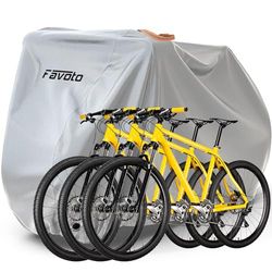 Favoto Housse de Vélo Extérieure pour 2-3 Vélos, Bâche Protection de Bicyclette en Tissu 210T Oxford Imperméable Anti-Poussière Pluie UV Neige pour Vélo de Route VTT, 200x105x110cm Argent