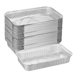 Relaxdays aluminiumskålar, set om 50, B x D: 31 x 21 cm, fyrkantiga grillskålar, droppskålar indirekt grillning, silver