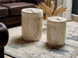 CENTRO MADERA NATURAL 30X30X11 CMS. S/3 30dx11 cms
