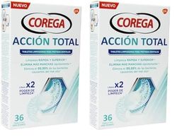 Corega Max Acción Total, Tabletas Limpiadoras Para Prótesis Dental, Cuidado e Higiene Oral Integral, Pastillas de Limpieza Diaria, Limpieza Profunda, 36 Tabletas (Paquete de 2)