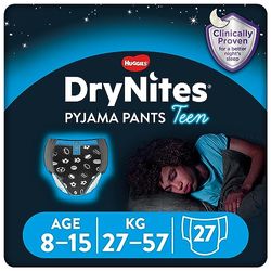Huggies DryNites absorberande nattblöjor vid sängvätning, för pojkar 8–15 år (27–57 kg), 27 stycken, blöjbyxa