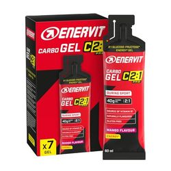Enervit Carbo Gel C2:1PRO Mango, Gel Energético, 40g de Carbohidratos, para Actividad de Alta Intensidad, +50% Carbohidratos Absorbidos, Sabor Mango, Sin Gluten, Alta Digestibilidad, 7 Pack de 60ml