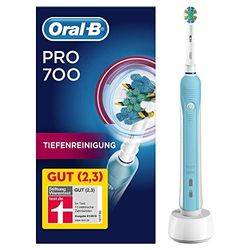 Oral-B Pro 700 Brosse à Dents Electrique avec minuteur et profondeur Brossette de nettoyage, Blanc/Bleu