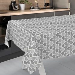 ANRO Nappe en Toile cirée, Lavable, pour Table de Jardin, extérieur et intérieur, Bord coupé, Motif cœur Gris, 200 x 140 cm