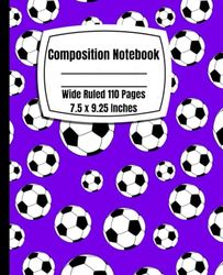 Composition Notebook Wide Ruled 110 Pages: Purple Football Aesthetic Notebook for Kids, 7.5 X 9.25 Inches Wide Ruled, School and Office Supplies, 110 Pages, Journal, Football Book for Boys and Girls