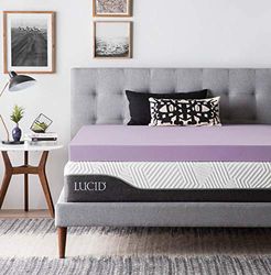 LUCID 4 inch lavendel doordrenkt Memory Foam Matras Topper-Geventileerd Ontwerp, Koningin