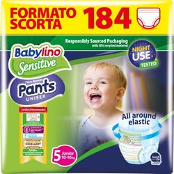 Babylino Sensitive Couches Culotte Taille 5, Pantalon Junior (10-16kg), 184 unités