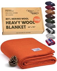Woolly Mammoth Couverture Ignifuge en Laine mérinos, épaisse, pour Camping et extérieur, Taille L, 167,6 x 228,6 cm, 1,8 kg - pour Temps Froid, Urgence, Camping, randonnée, Survie et armée - Lit