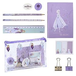 CERDÁ LIFE'S LITTLE MOMENTS Frozen Complete School with Transparent Case and Supplies - Official Licensed Disney Girl
