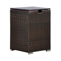 Teamson Home Mobili da Giardino per Esterni in Rattan per Bombole del Gas Quadrate Fino a 9 kg Portaoggetti da Tavolo con Coperchio per Bracieri a Gas, Marrone